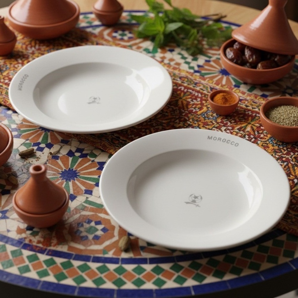 KT&K Shriner Morocco Pasta Bowls, Set of 2, Vtg Ceramic Dinnerware, Replacements